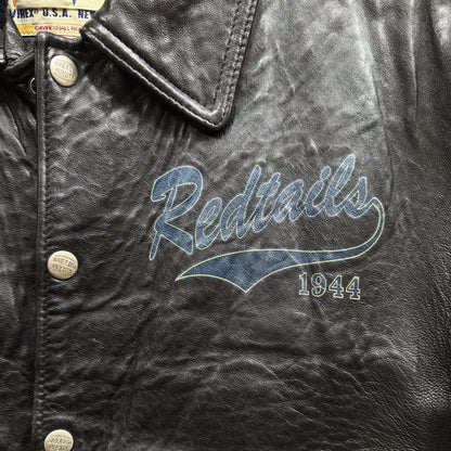 Avirex 'Red Tails' Leather Varsity Jacket - S