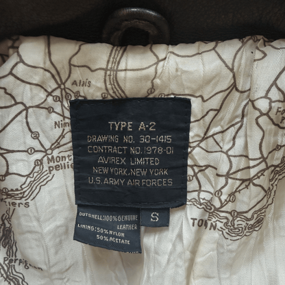 Avirex 1987 'Glen Miller's AAF Band' A2 Leather Flight Jacket - S / M