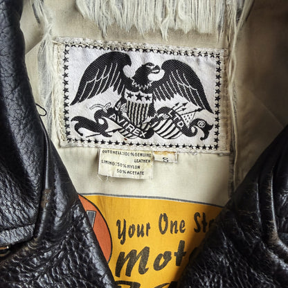 Avirex 'Slow Curves Ahead' Leather Biker Jacket - S/M