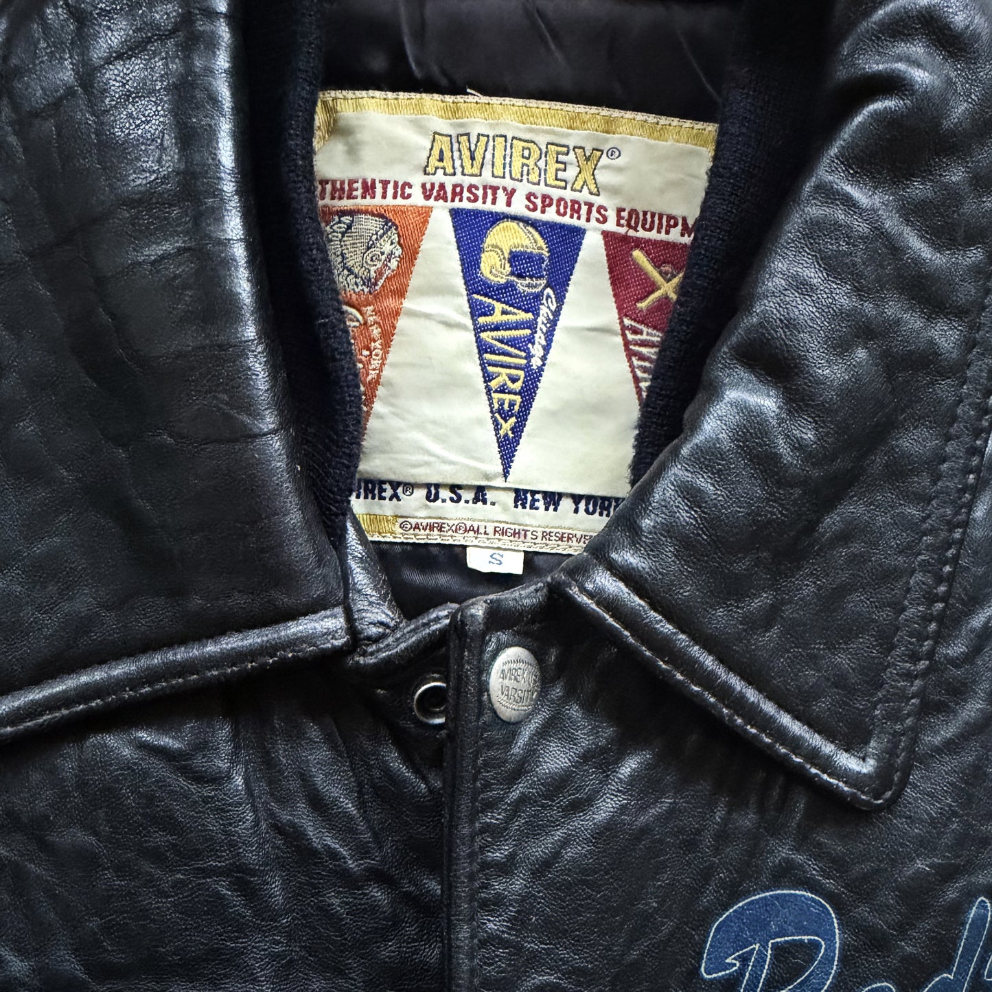 Avirex 'Red Tails' Leather Varsity Jacket - S