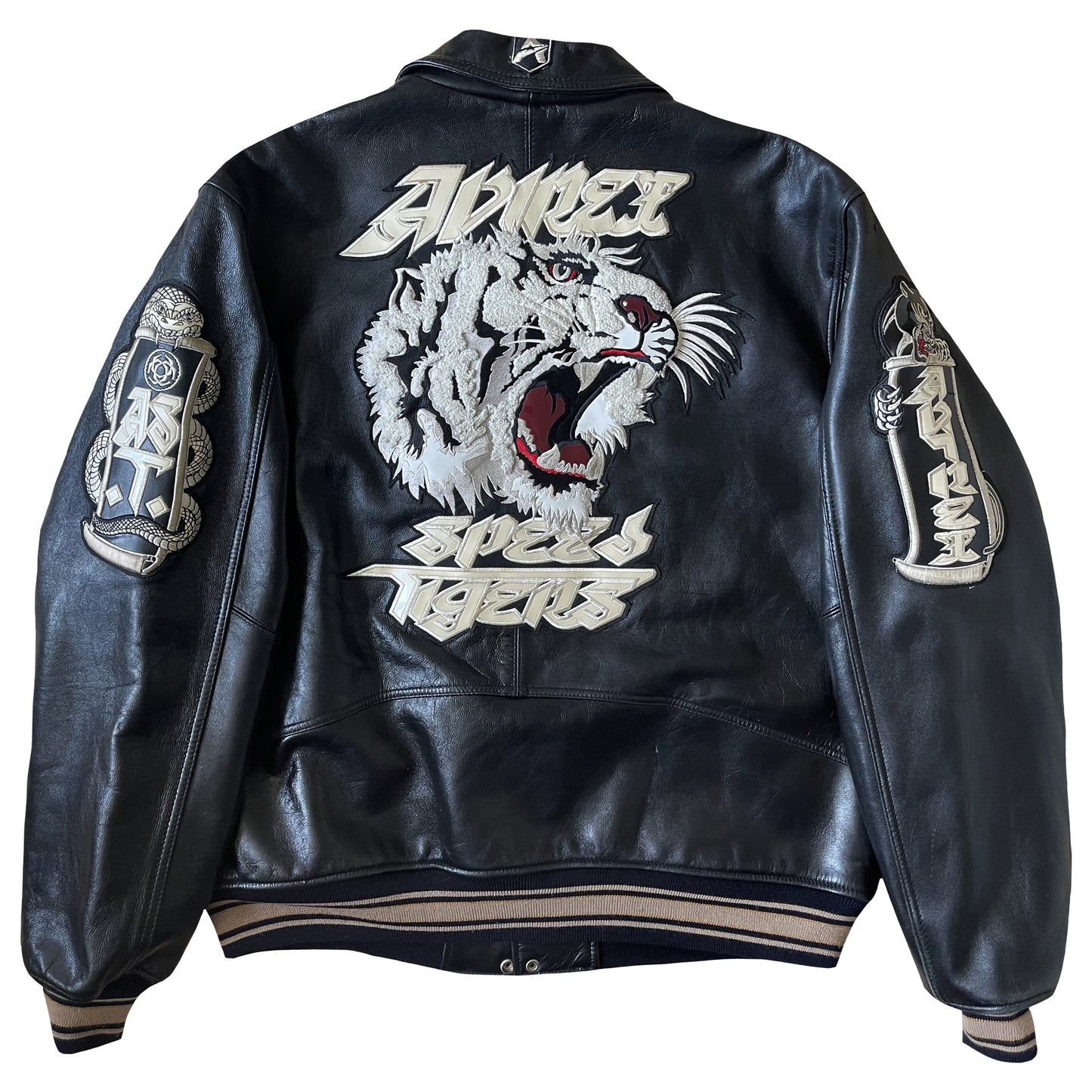 Avirex 'Speed Tigers' Leather Varsity Jacket - L