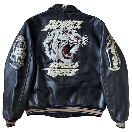 Avirex 'Speed Tigers' Leather Varsity Jacket - L