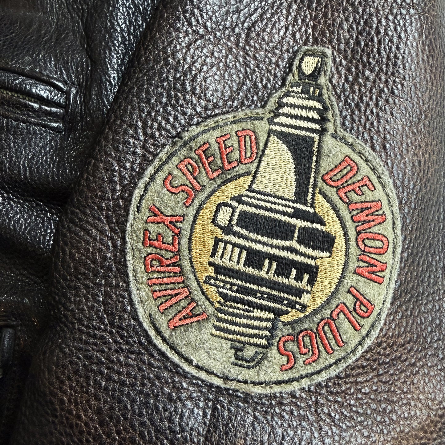 Avirex 'Slow Curves Ahead' Leather Biker Jacket - S/M