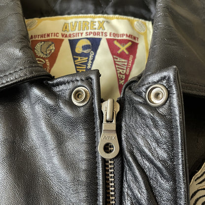 Avirex 'Speed Tigers' Leather Varsity Jacket - L