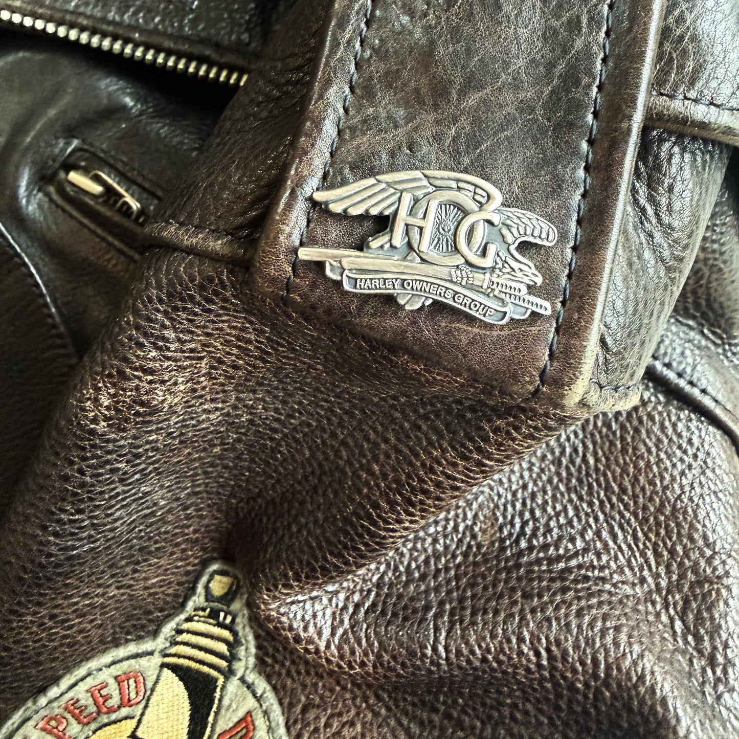 Avirex 'Slow Curves Ahead' Leather Biker Jacket - S/M