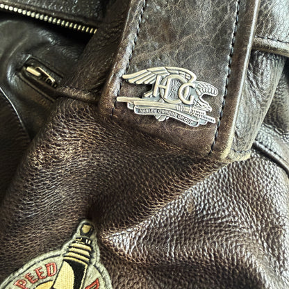 Avirex 'Slow Curves Ahead' Leather Biker Jacket - S/M