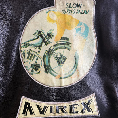 Avirex 'Slow Curves Ahead' Leather Biker Jacket - S/M