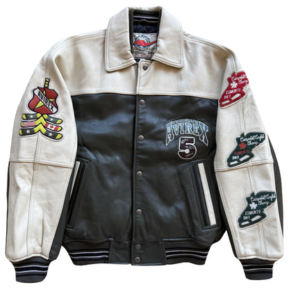 Avirex 'North West Wild Bears' Leather Varsity Jacket - S