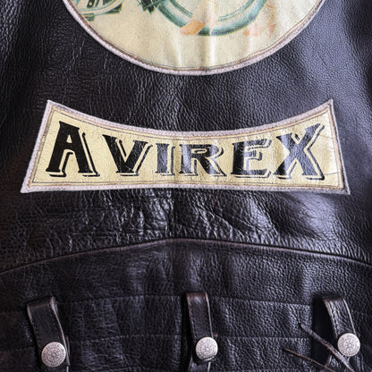 Avirex 'Slow Curves Ahead' Leather Biker Jacket - S/M