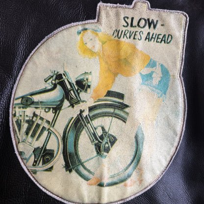 Avirex 'Slow Curves Ahead' Leather Biker Jacket - S/M