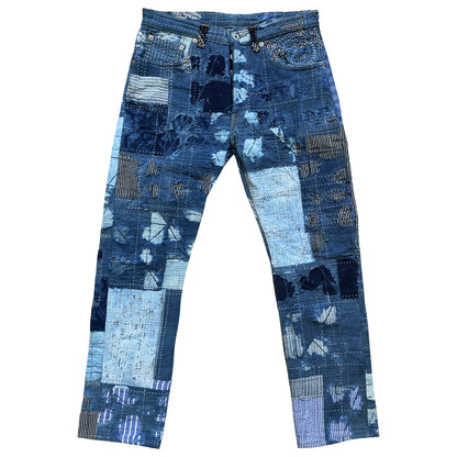Indigo Boro Sashiko Distressed 501 Jeans - W30"