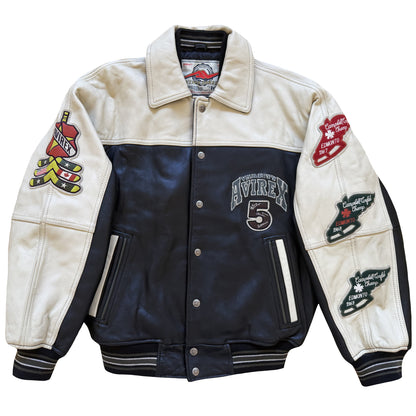 Avirex 'North West Wild Bears' Leather Varsity Jacket - S