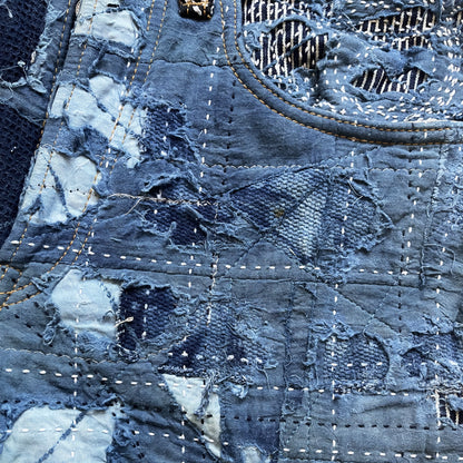 Indigo Boro Sashiko Distressed 501 Jeans - W30"