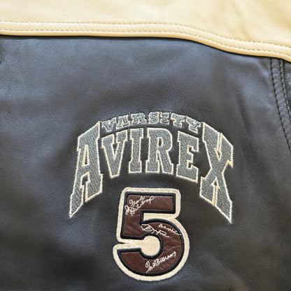 Avirex 'North West Wild Bears' Leather Varsity Jacket - S