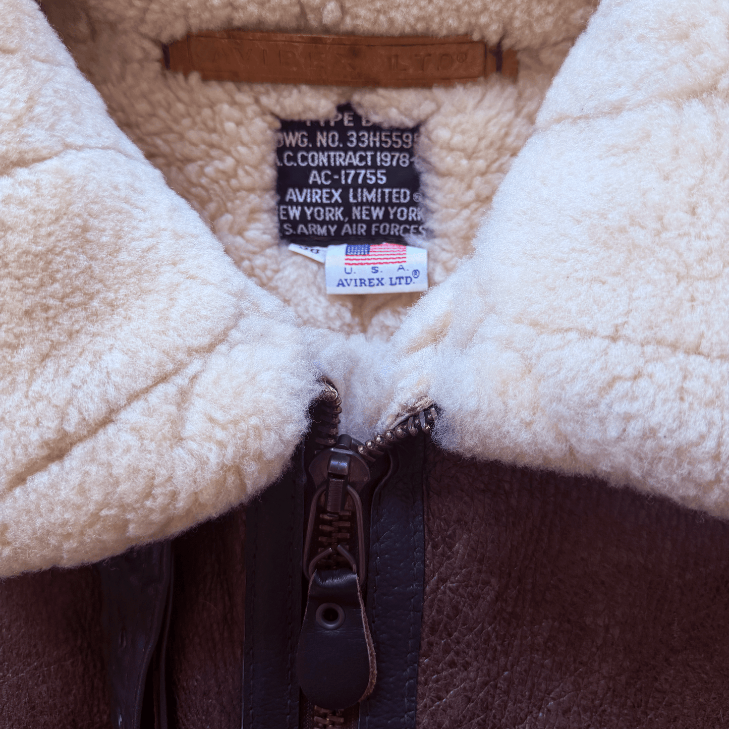 Avirex B-3 Sheepskin Aviator Flight Jacket - M
