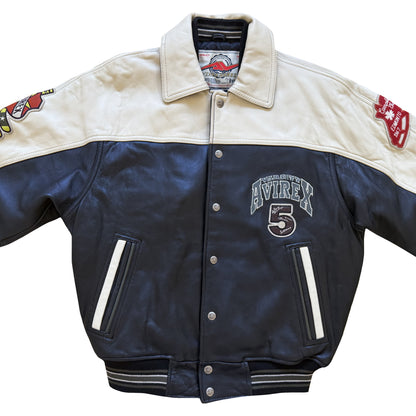 Avirex 'North West Wild Bears' Leather Varsity Jacket - S