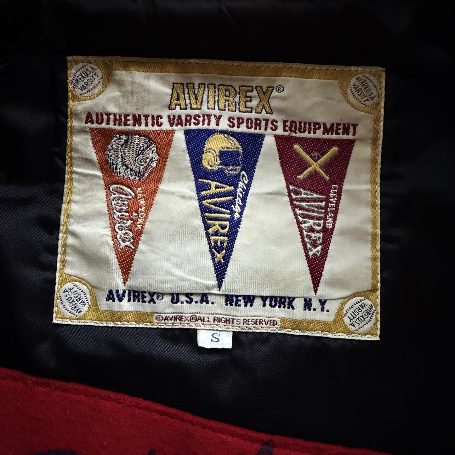 Avirex 'Red Tails' Leather Varsity Jacket - S