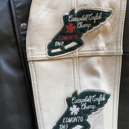 Avirex 'North West Wild Bears' Leather Varsity Jacket - S