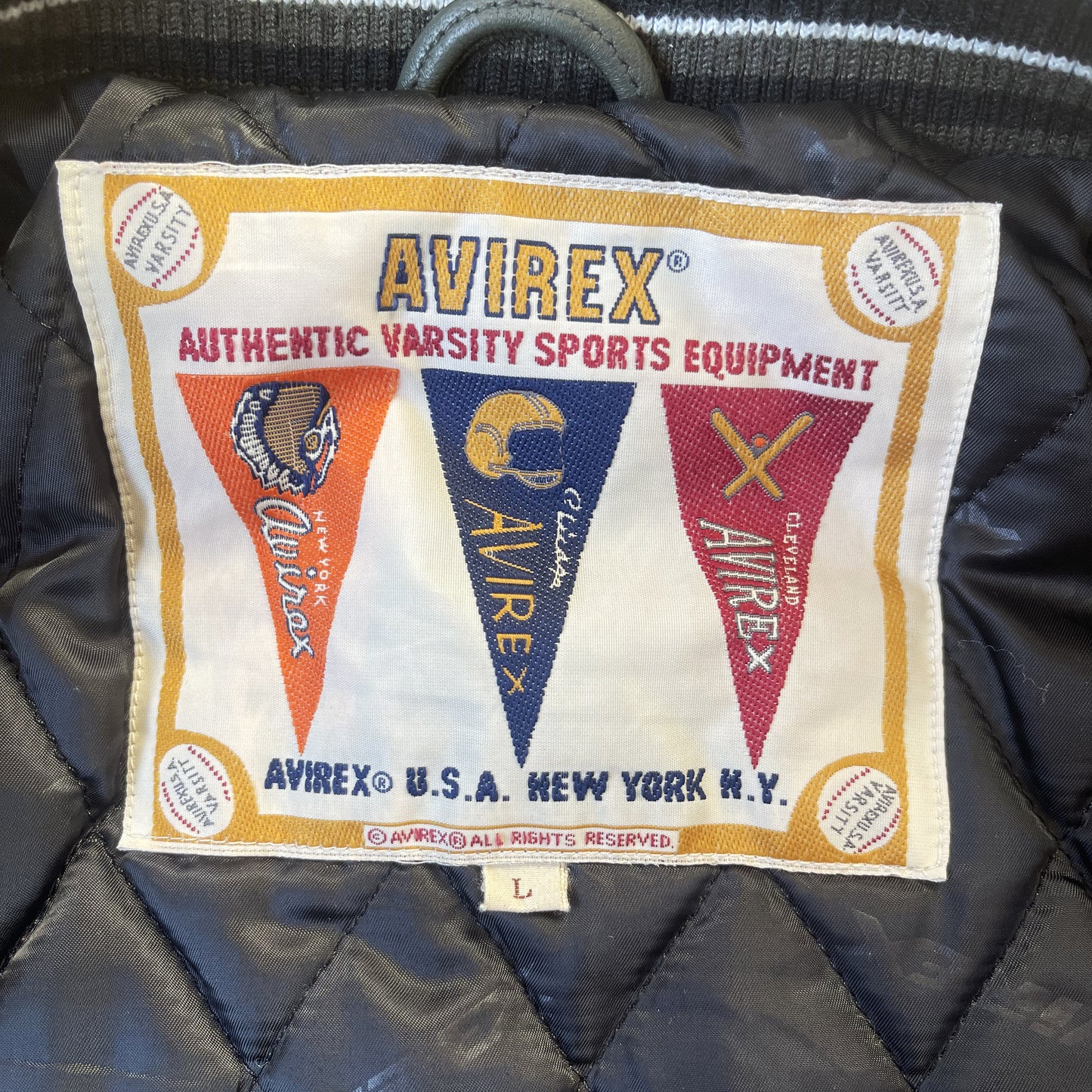 Avirex Wild Bears Leather Varsity Jacket - L
