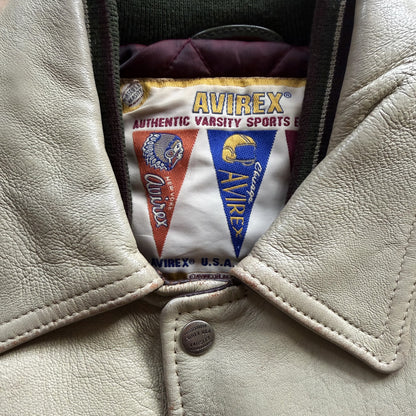 Avirex 'North West Wild Bears' Leather Varsity Jacket - XS