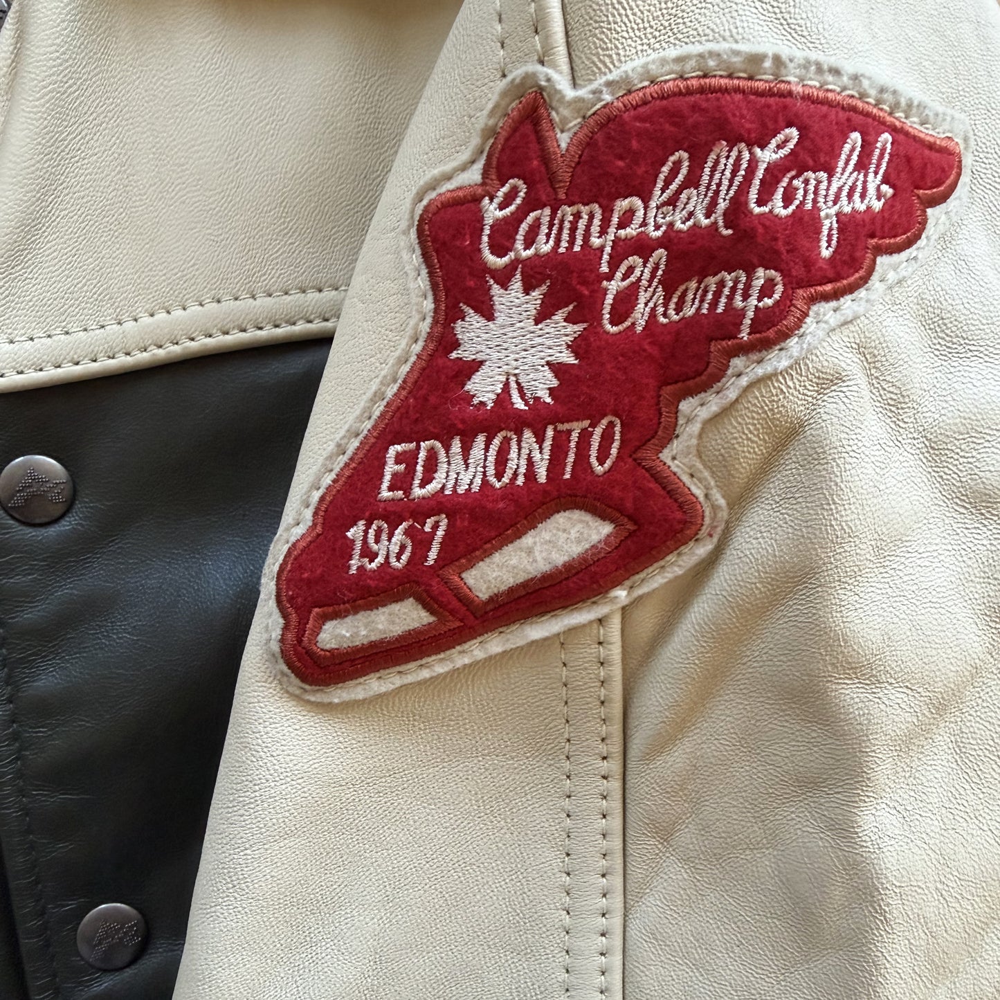 Avirex 'North West Wild Bears' Leather Varsity Jacket - S