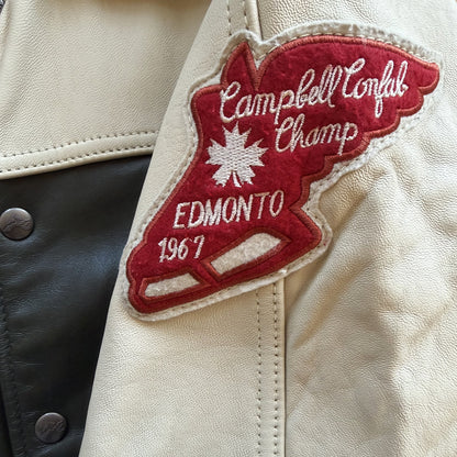 Avirex 'North West Wild Bears' Leather Varsity Jacket - S