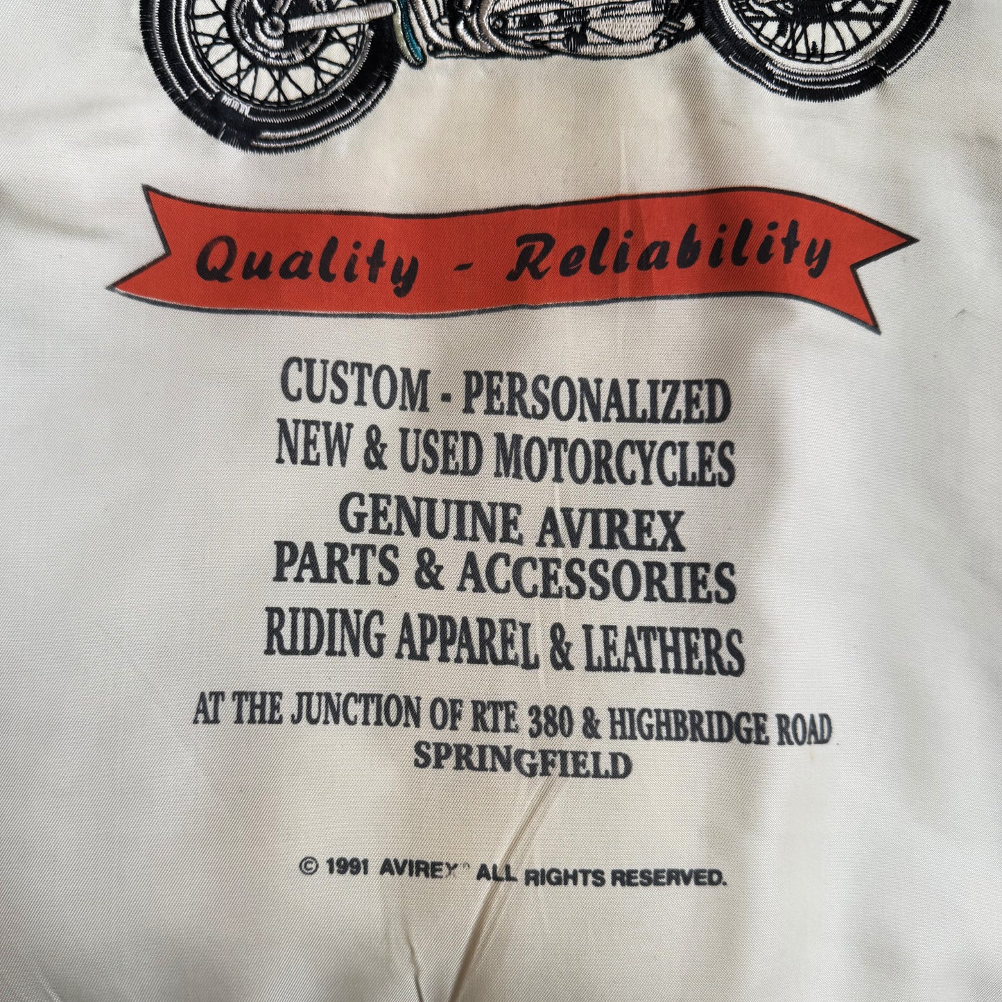 Avirex 'Slow Curves Ahead' Leather Biker Jacket - S/M