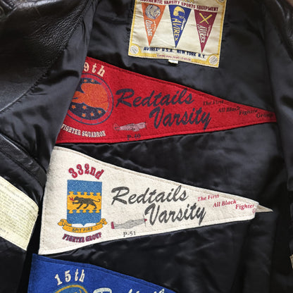 Avirex 'Red Tails' Leather Varsity Jacket - S