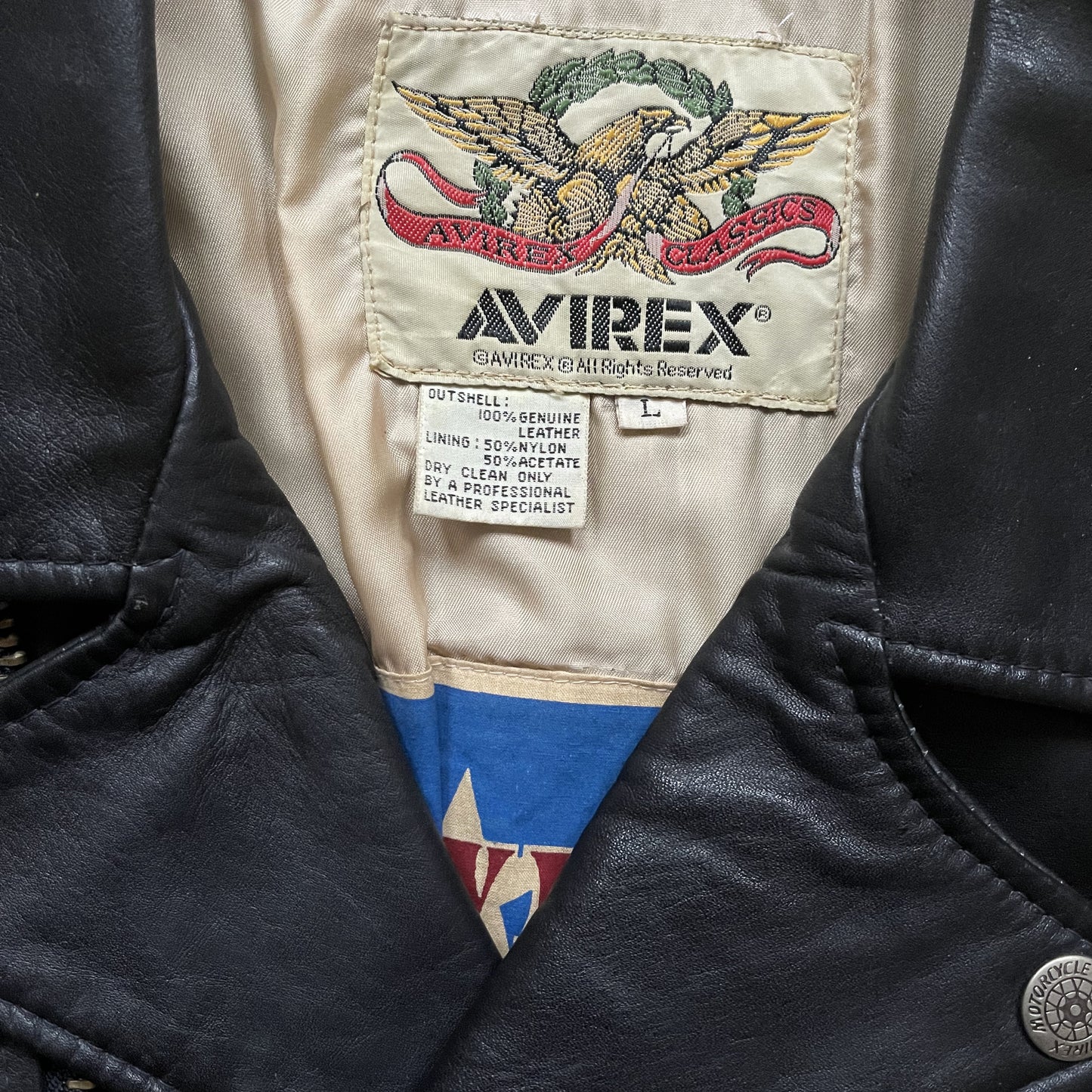 Avirex Leather Biker Jacket - L