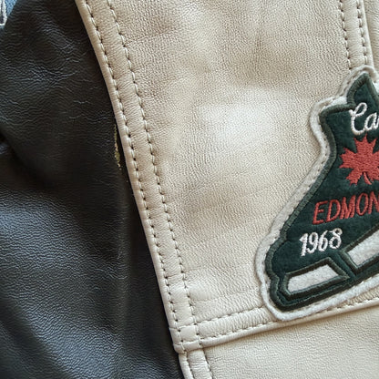 Avirex 'North West Wild Bears' Leather Varsity Jacket - S