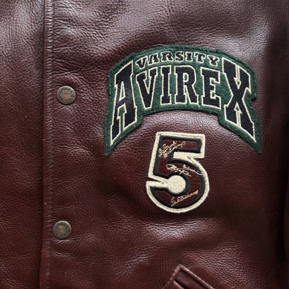 Avirex 'North West Wild Bears' Leather Varsity Jacket - S