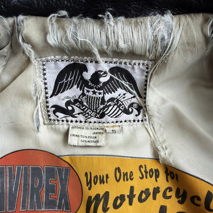 Avirex 'Slow Curves Ahead' Leather Biker Jacket - S/M