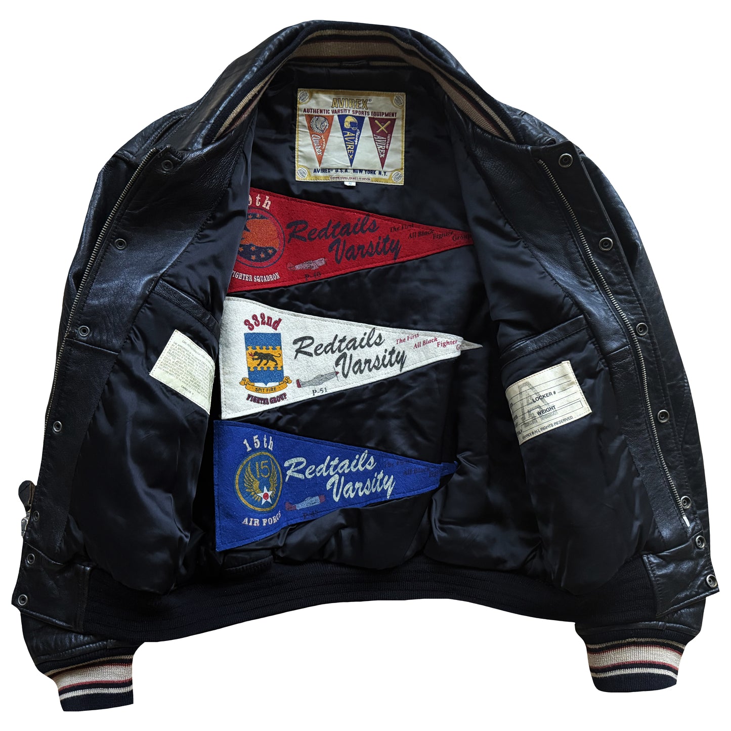 Avirex 'Red Tails' Leather Varsity Jacket - S