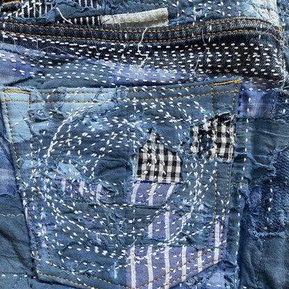 Indigo Boro Sashiko Distressed 501 Jeans - W30"