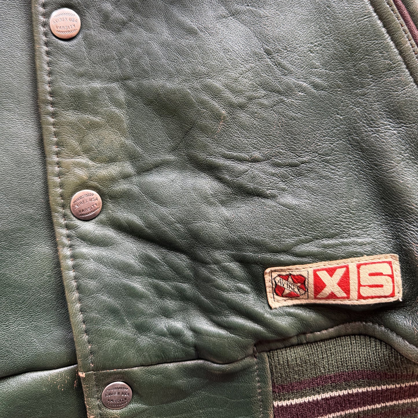Avirex 'North West Wild Bears' Leather Varsity Jacket - XS