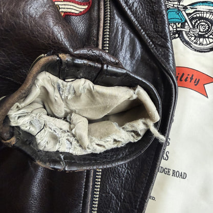 Avirex 'Slow Curves Ahead' Leather Biker Jacket - S/M