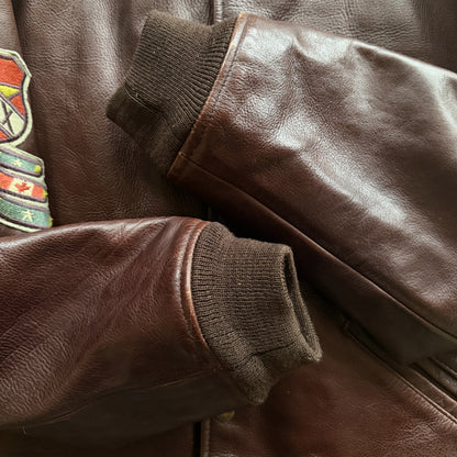 Avirex 'North West Wild Bears' Leather Varsity Jacket - S