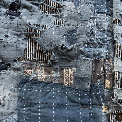 Indigo Boro Sashiko Distressed Denim Trucker Jacket - M