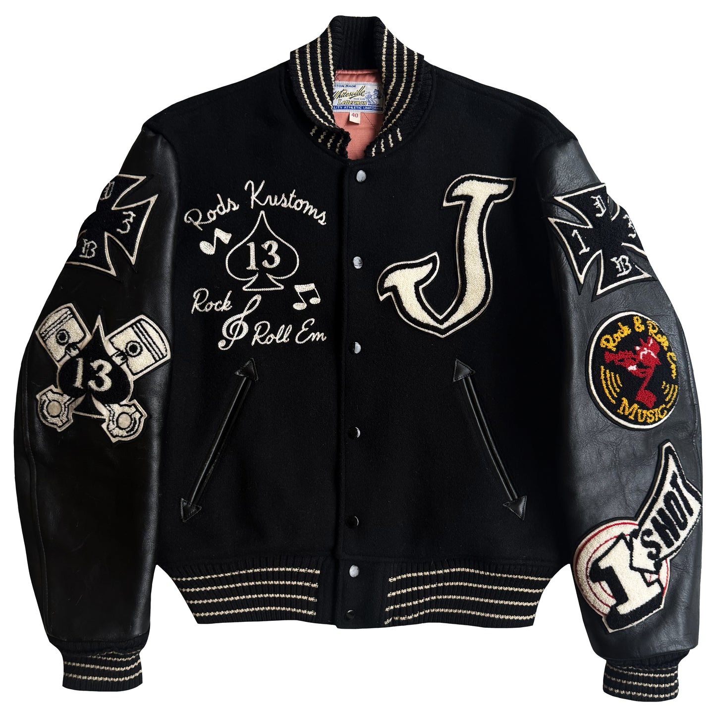 Whitesville 'Hot Rod Kustoms' Varsity Jacket - L