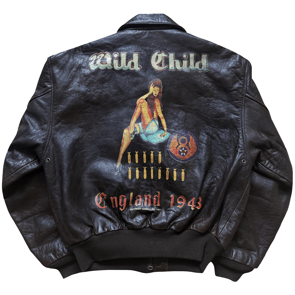 Avirex 'Wild Child' 1987 A2 Leather Flight Jacket - S / M