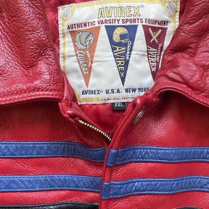 Avirex 'West Indies Sharks' Leather Varsity Jacket - XL