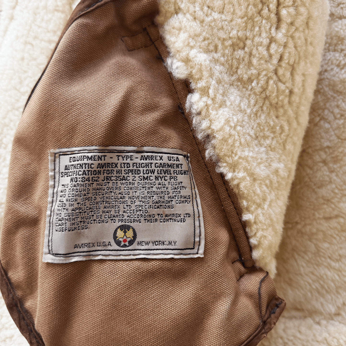 Avirex B-3 Sheepskin Aviator Flight Jacket - M