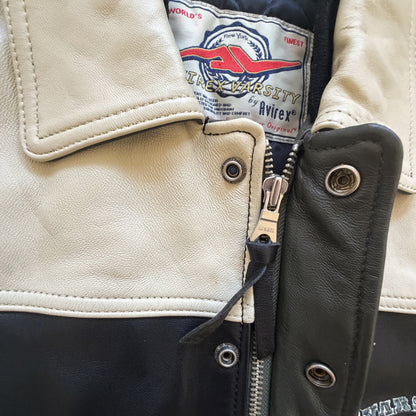 Avirex 'North West Wild Bears' Leather Varsity Jacket - S