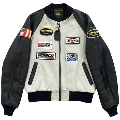 Vanson Leathers Race Team Leather Bomber Jacket