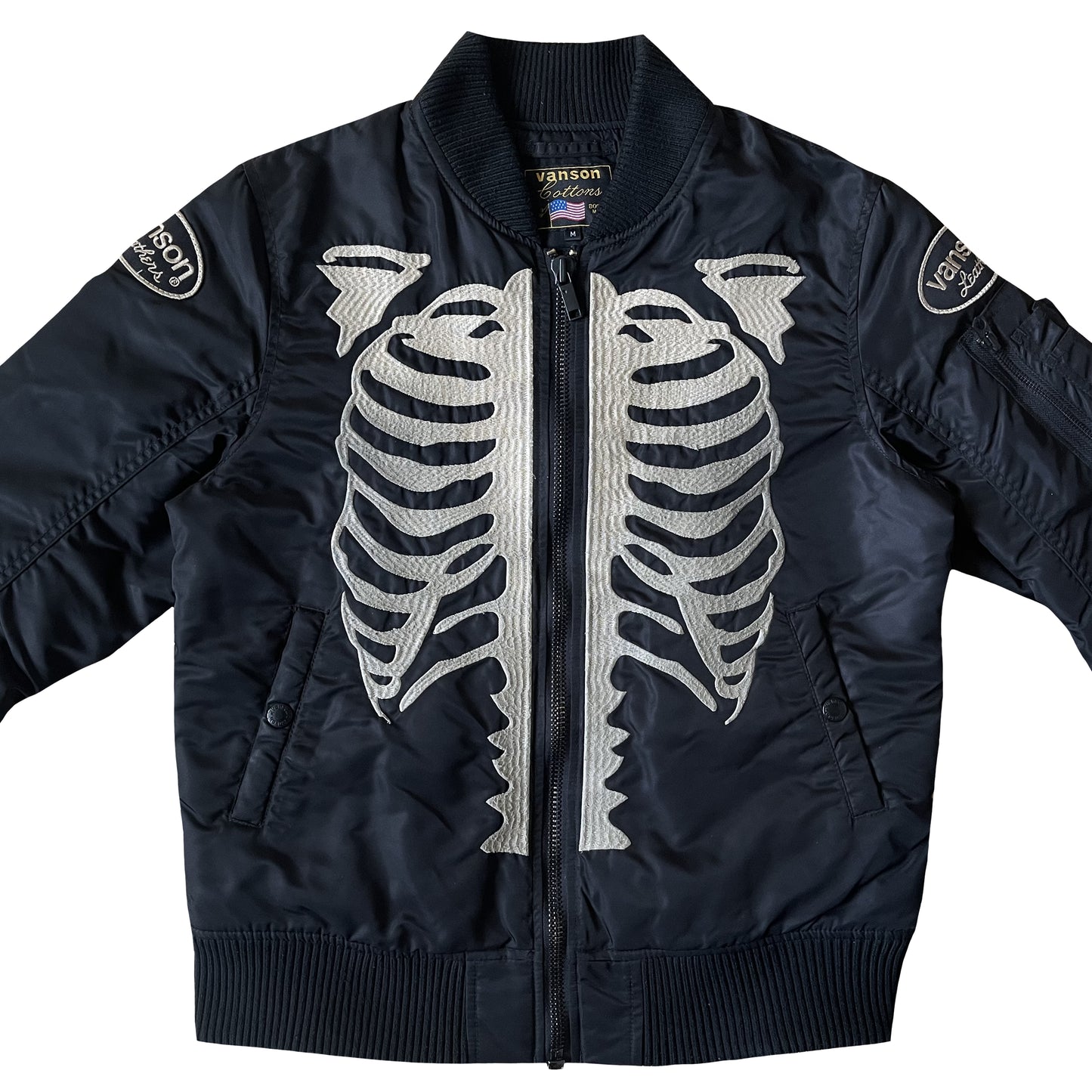 Vanson Leathers Skeleton Bomber Jacket - M