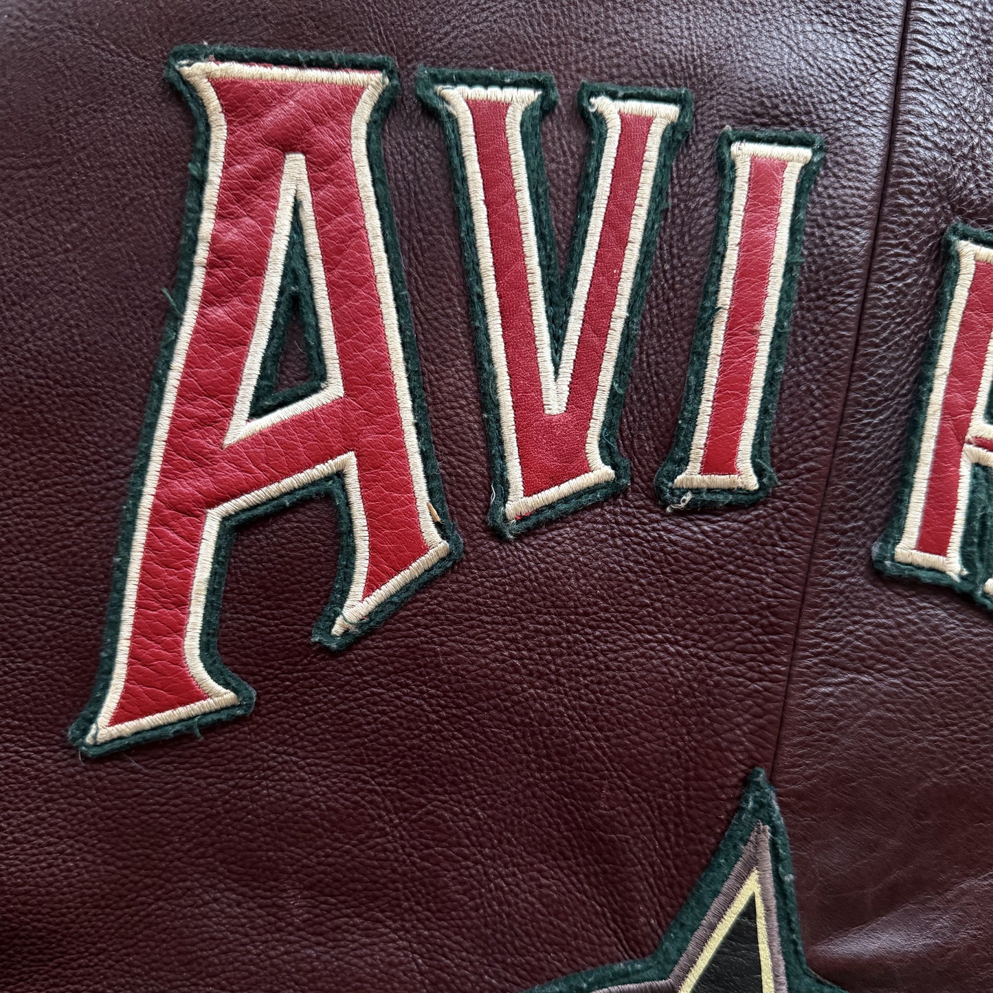 Avirex 'North West Wild Bears' Leather Varsity Jacket - S