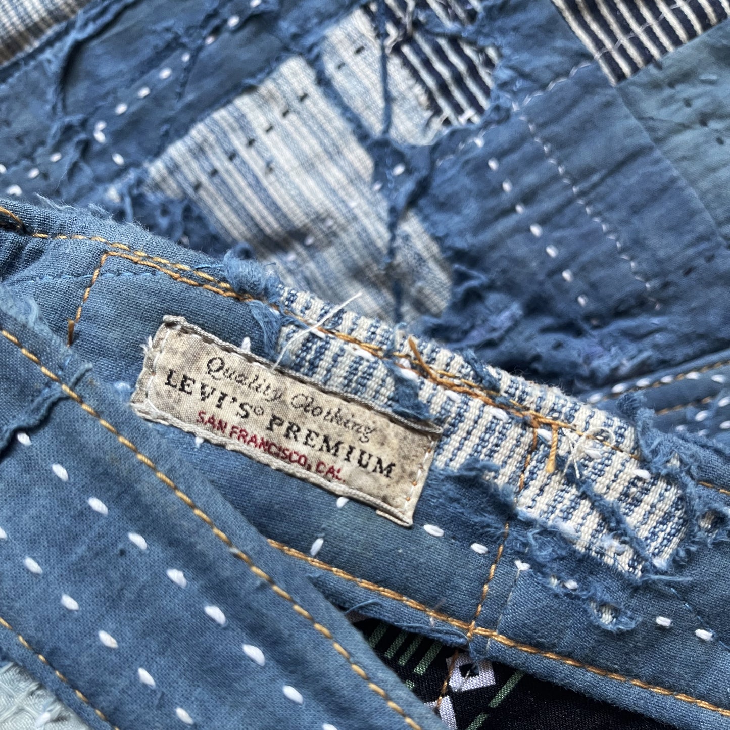 Indigo Boro Sashiko Distressed 501 Jeans - W30"