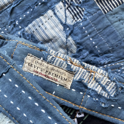 Indigo Boro Sashiko Distressed 501 Jeans - W30"