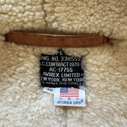 Avirex B-3 Sheepskin Aviator Flight Jacket - M