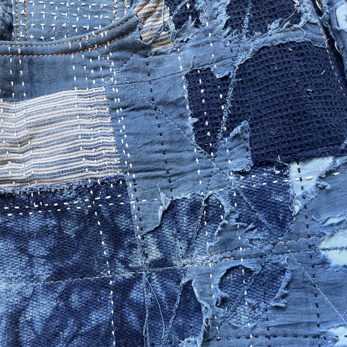 Indigo Boro Sashiko Distressed 501 Jeans - W30"